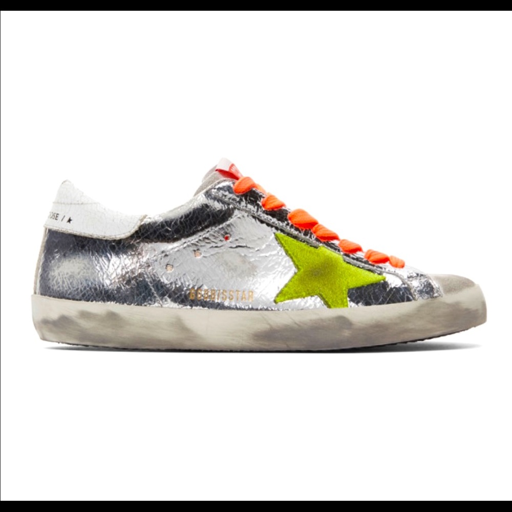 Golden Goose Superstar EU 39 silver crackle leather